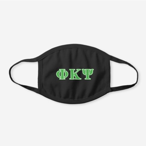 Phi Kappa Psi Green Letters Black Cotton Face Mask
