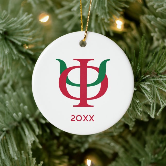 Phi Kappa Psi Intertwined Greek Letters Logo Ceramic Ornament (Tree)