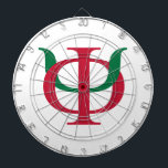 Phi Kappa Psi Intertwined Greek Letters Logo Dart Board<br><div class="desc">This product proudly showcases the iconic Greek letters of Phi Kappa Psi Fraternity, elegantly intertwined in its traditional colors. The stylized Phi (Φ) and Psi (Ψ) are presented in a vibrant combination of red and green, creating a strong and recognizable symbol of the fraternity's bond. This classic representation embodies the...</div>