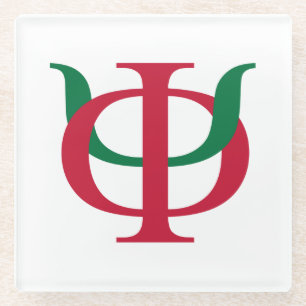 Phi Kappa Psi Intertwined Greek Letters Logo Glass Coaster