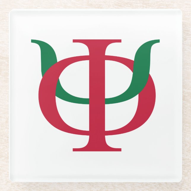 Phi Kappa Psi Intertwined Greek Letters Logo Glass Coaster (Front)