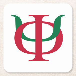 Phi Kappa Psi Intertwined Greek Letters Logo Square Paper Coaster