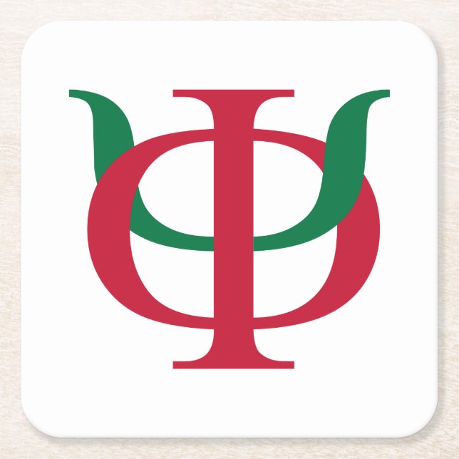 Phi Kappa Psi Intertwined Greek Letters Logo Square Paper Coaster (Front)