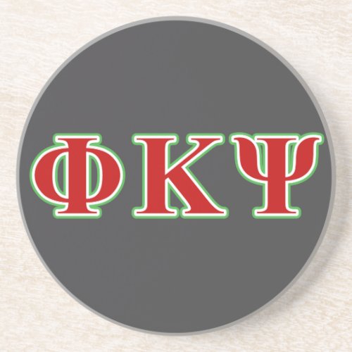 Phi Kappa Psi Red and Green Letters Drink Coaster