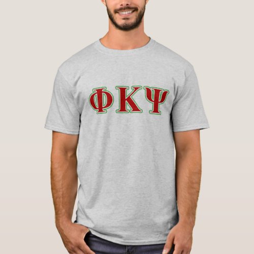 Phi Kappa Psi Red and Green Letters T_Shirt