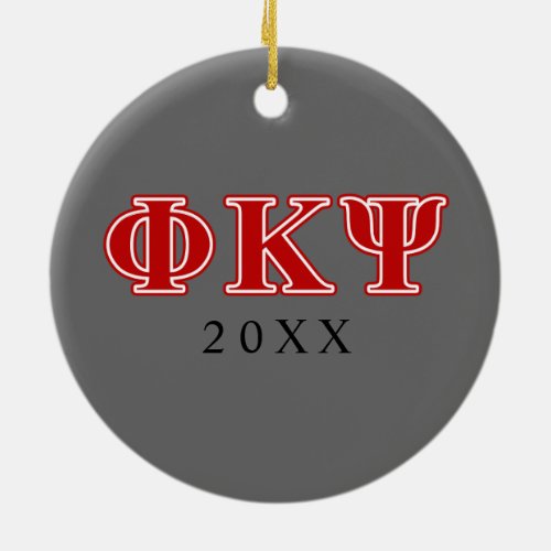 Phi Kappa Psi Red Letters Ceramic Ornament