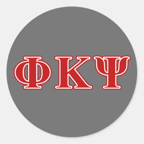 Phi Kappa Psi Red Letters Classic Round Sticker