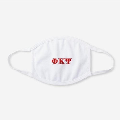 Phi Kappa Psi Red Letters White Cotton Face Mask