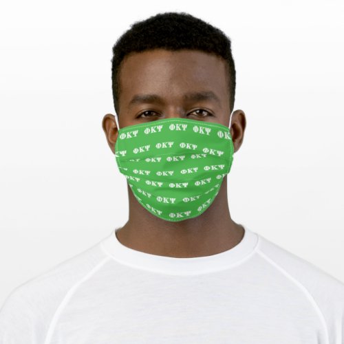 Phi Kappa Psi White and Green Letters Adult Cloth Face Mask