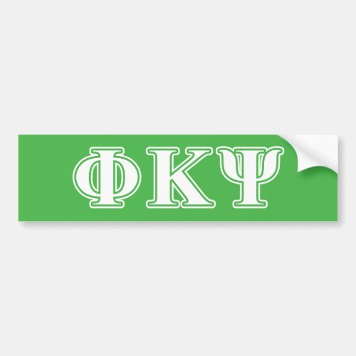 Phi Kappa Psi White and Green Letters Bumper Sticker
