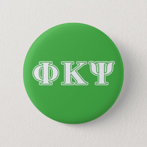 Phi Kappa Psi White and Green Letters Button