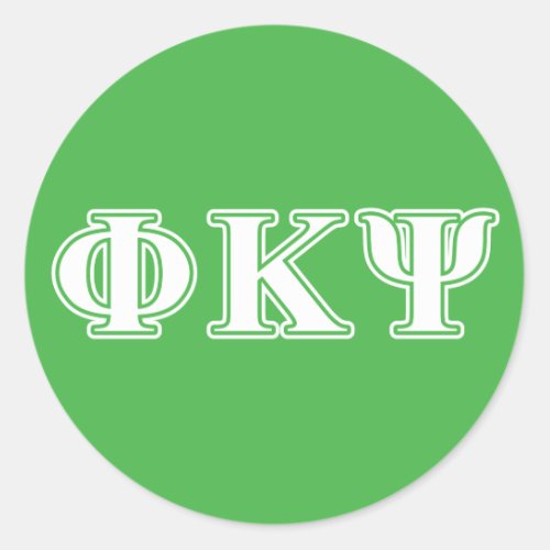 Phi Kappa Psi White and Green Letters Classic Round Sticker