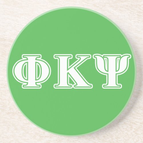 Phi Kappa Psi White and Green Letters Drink Coaster