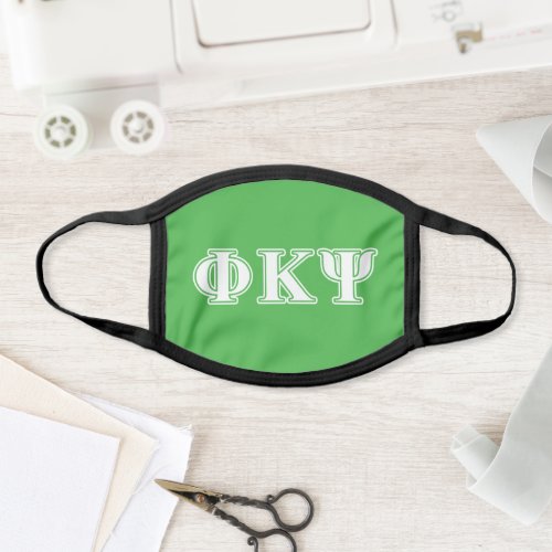 Phi Kappa Psi White and Green Letters Face Mask