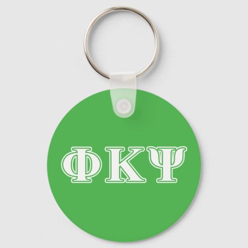 Phi Kappa Psi White and Green Letters Keychain