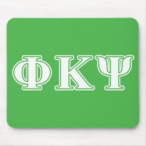 Phi Kappa Psi White and Green Letters Mouse Pad