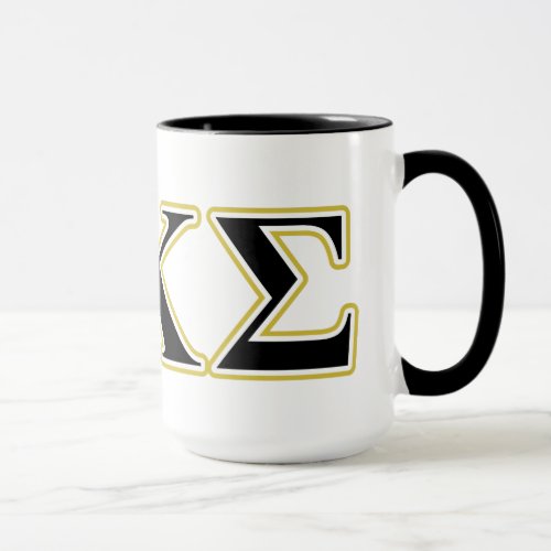 Phi Kappa Sigma Black and Gold Letters Mug