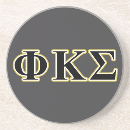 Phi Kappa Sigma Black and Gold Letters Sandstone Coaster