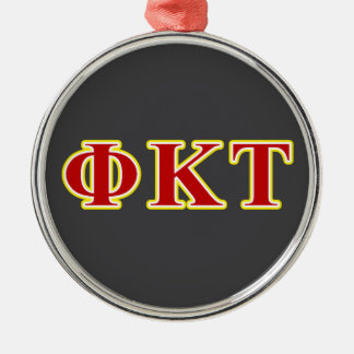Phi Kappa Tau Yellow and Red Letters Metal Ornament