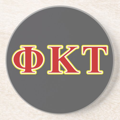 Phi Kappa Tau Yellow and Red Letters Sandstone Coaster