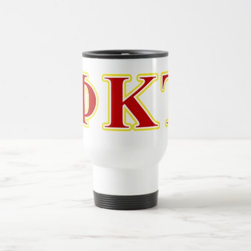 Phi Kappa Tau Yellow and Red Letters Travel Mug