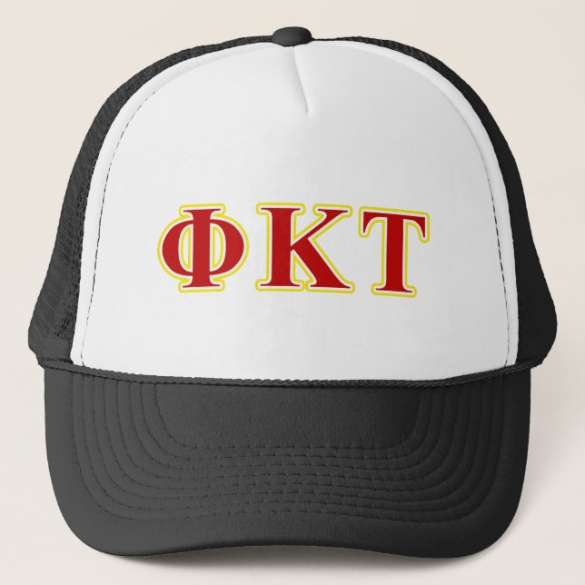 Phi Kappa Tau Yellow and Red Letters Trucker Hat (Front)