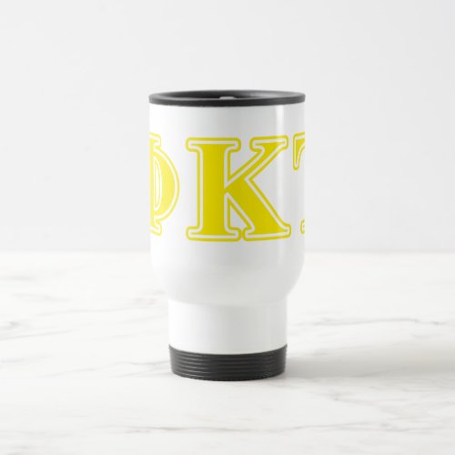 Phi Kappa Tau Yellow Letters Travel Mug