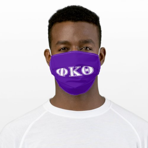 Phi Kappa Theta White and Purple Letters Adult Cloth Face Mask