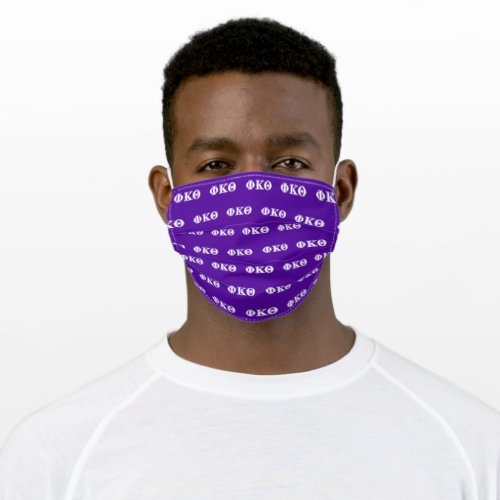 Phi Kappa Theta White and Purple Letters Adult Cloth Face Mask