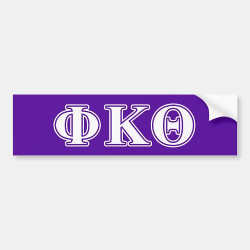 Phi Kappa Theta White and Purple Letters Bumper Sticker