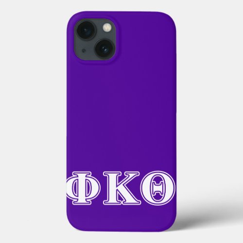 Phi Kappa Theta White and Purple Letters iPhone 13 Case