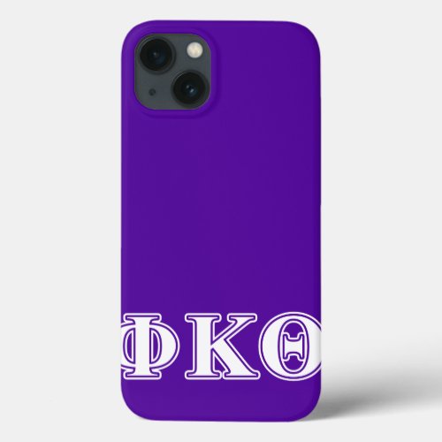 Phi Kappa Theta White and Purple Letters iPhone 13 Case