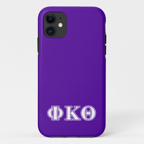 Phi Kappa Theta White and Purple Letters iPhone 11 Case