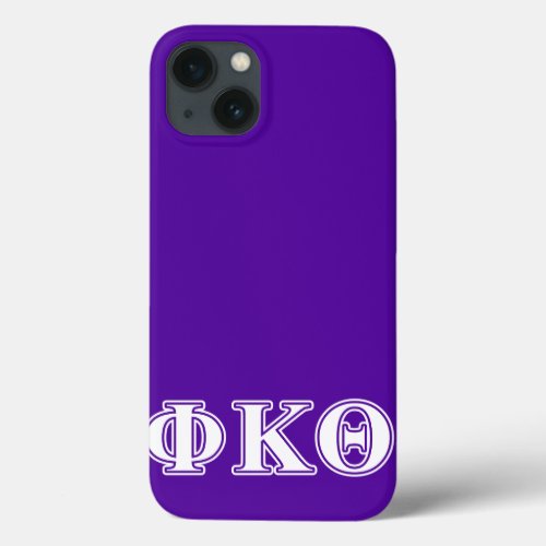 Phi Kappa Theta White and Purple Letters iPhone 13 Case