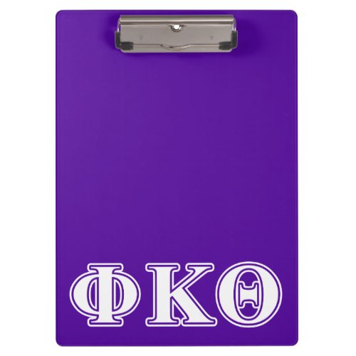 Phi Kappa Theta White and Purple Letters Clipboard