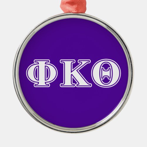 Phi Kappa Theta White and Purple Letters Metal Ornament