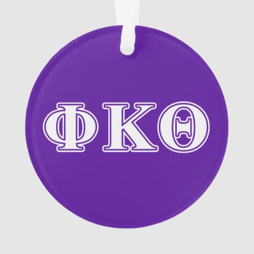 Phi Kappa Theta White and Purple Letters Ornament