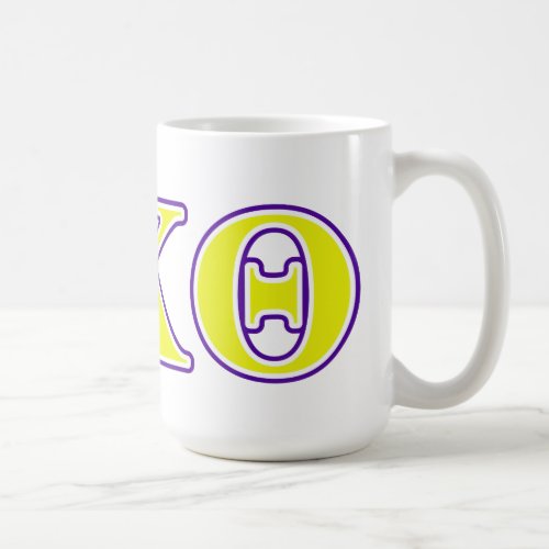 Phi Kappa Theta Yellow and Purple Letters Coffee Mug