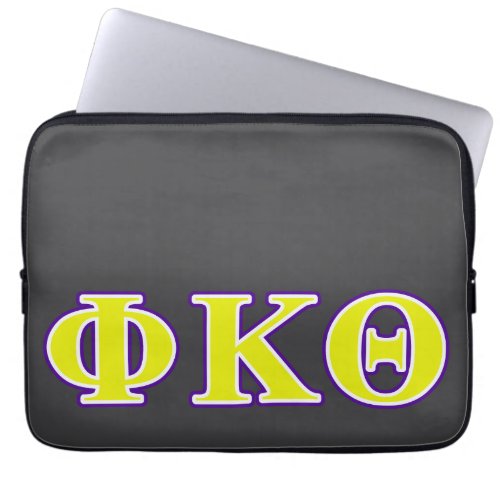 Phi Kappa Theta Yellow and Purple Letters Laptop Sleeve