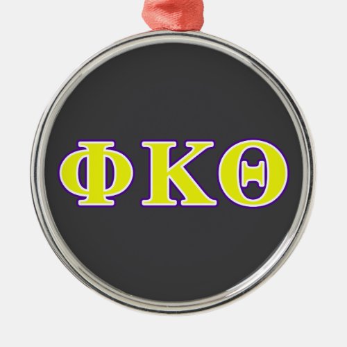 Phi Kappa Theta Yellow and Purple Letters Metal Ornament