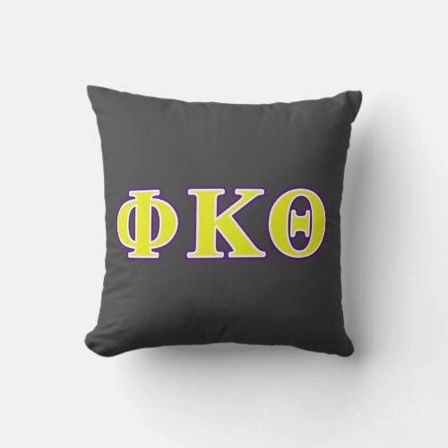 Phi Kappa Theta Yellow and Purple Letters Throw Pillow