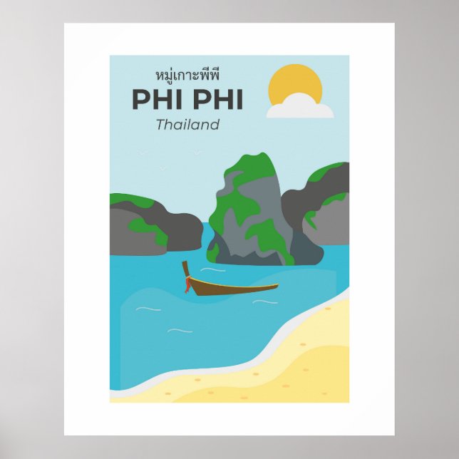 Phi Phi Island Thailand Travel Art Poster (Front)