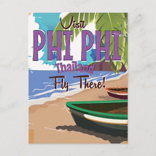 Phi Phi thailand vintage travel poster Postcard