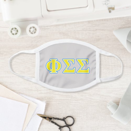 Phi Sigma Sigma Blue and Yellow Letters Face Mask