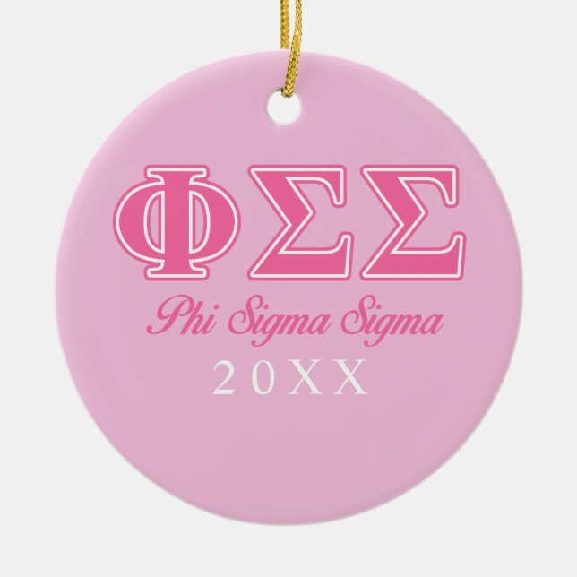 Phi Sigma Sigma Pink Letters Ceramic Ornament (Front)