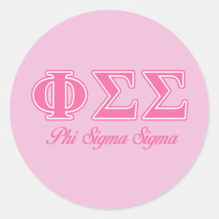 Phi Sigma Sigma Pink Letters Classic Round Sticker