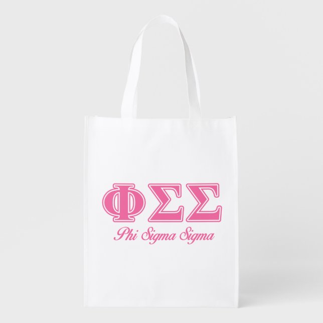 Phi Sigma Sigma Pink Letters Grocery Bag (Front)