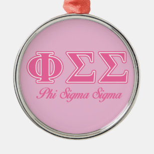 Phi Sigma Sigma Pink Letters Metal Ornament