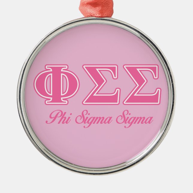 Phi Sigma Sigma Pink Letters Metal Ornament (Front)