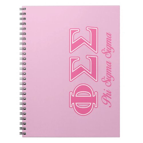 Phi Sigma Sigma Pink Letters Notebook